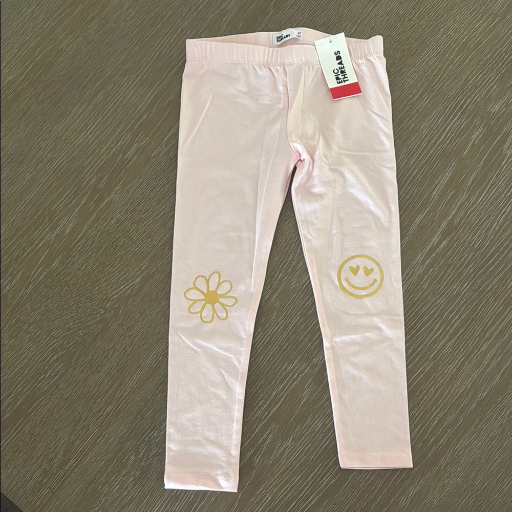 Epic Threads Pink and Gold Leggings with Playful Knee Designs